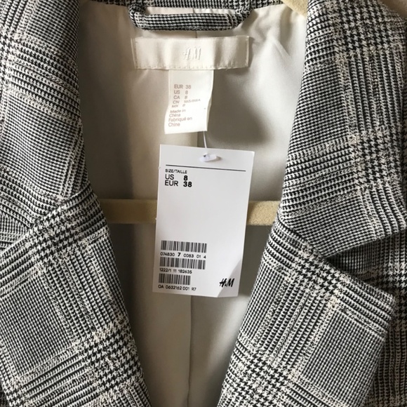NWT H&M Checked Double Breasted Blazer Jacket - Picture 5 of 5